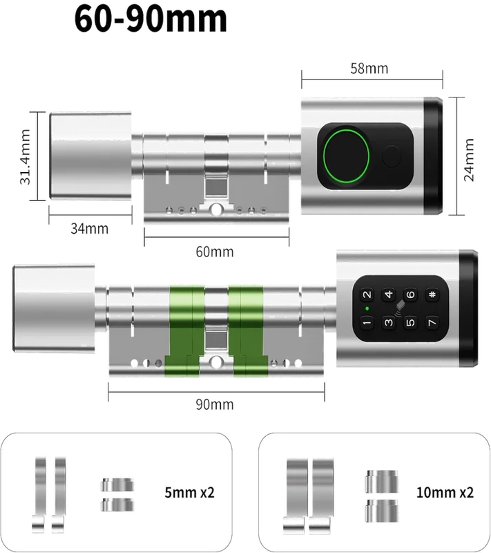 TT Smart Lock cylinder dimensions 60-90mm